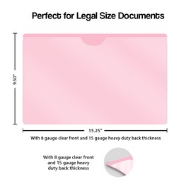 Doctor Stuff - Vinyl Plastic Pocket File Folders Closed Sides, Legal Size, Pack of 25 Clear Front Top Loading Job Jacket, Documents Holder for Office, High School and Medical Files, Pink
