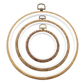 Hitefu 3 Pcs Embroidery Hoop Set, Imitated Wood Display Frame Circle for Art Craft & Sewing Hanging Ornaments, Circle Cross Stitch, Home Decor (4"+6.7"+8.4")