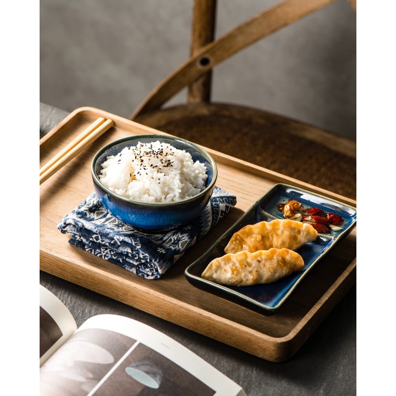 Ceramic Japanese Appetizer Sushi Plates and Bowls Set for 2