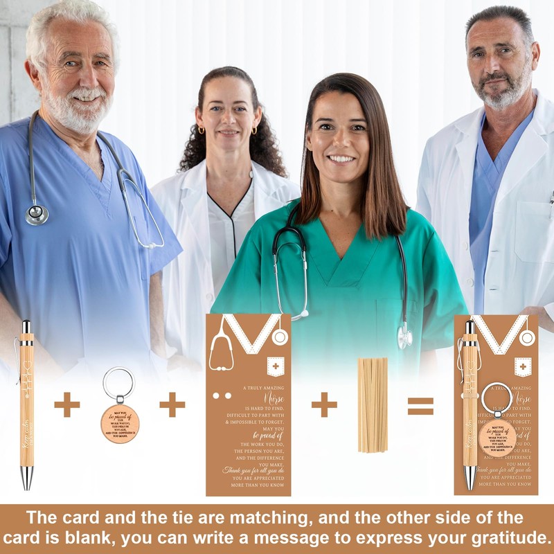 30 Sets Nurse Appreciation Gifts Inspirational Bamboo Nursing Ballpoint Pens