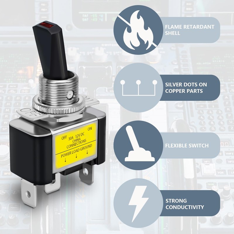 Innfeeltech 2 Pcs Rocker Lighted Toggle Switch, 12V 30A SPST