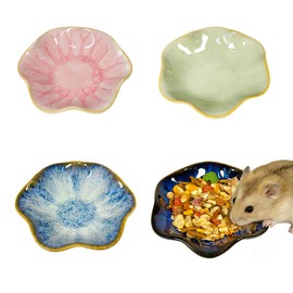 4PCS Ceramic Hamster Food Dish,Lotus Leaf Guinea Pig Food Bowls