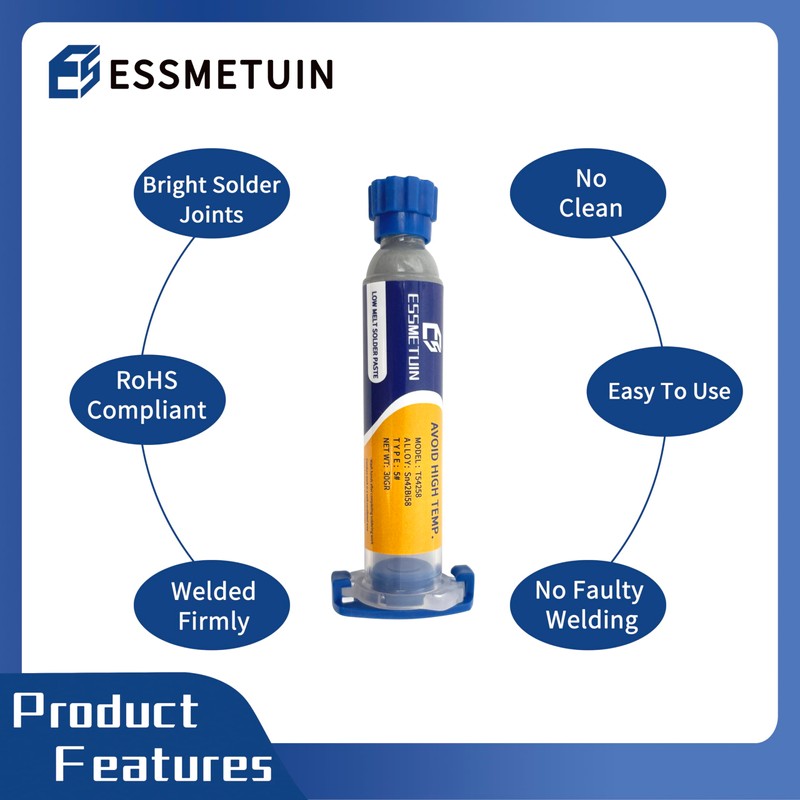 Sn42/Bi58 Lead Free Solder Paste (30g) & No Clean Soldering