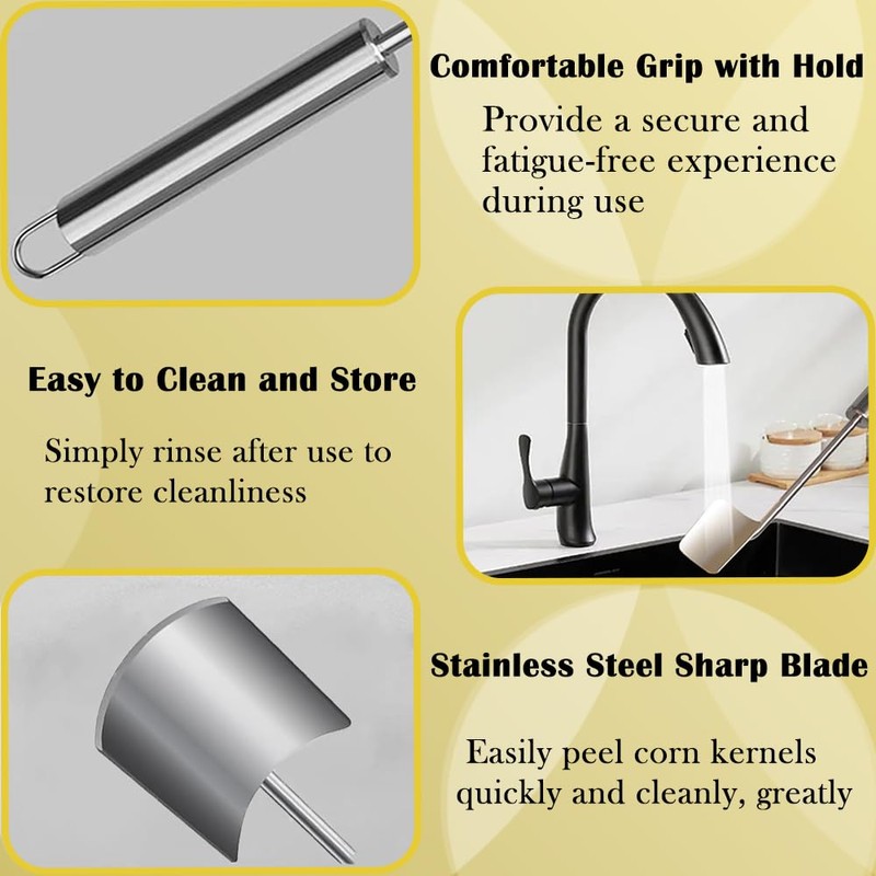 Agamino Corn Peeler, 2pcs Stainless Steel Corn Cob Stripper Tool
