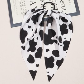 Cow Print Hair Tie Cow Stria Hair Ring Tie Cow Pattern Hair Scrunchies Cow String Hair Tie Ropes BW62 (2 Pcs-Set A)