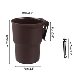 MiOYOOW Car Cup Holder Hook, Wear-Resistant Auto Drink Holder 3.54'' Caliber Window Door Cup Holder with Ventilation Clip for Coffee Water Bottles Key Coin Brown