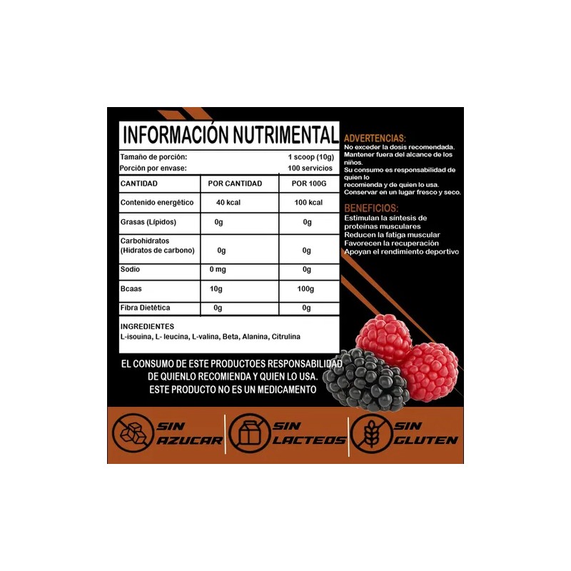 Aminoácidos Pre Entreno Bcaas Klokan 1kg 100servicios Sabor