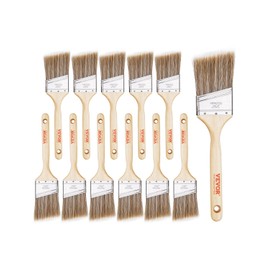 VEVOR Paint Brushes, 12 Piece Angle Paint Brush, Treated Wood Handle, Paint Brush Set for All Latex and Oil Paints & Stains, Wood Stain Brushes for Cabinets, Walls, Fences, Interior & Exterior Use