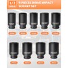 DAYUAN 9 Pcs Axle Nut Hub Impact 1/2" Drive Socket