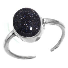 Jeweloporium 925 Sterling Silver Toe Ring for Women Blue Sunstone Stone Boho Adjustable Toe Ring Birthday Gift Statement Feet Body Jewelry