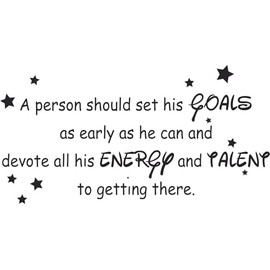 Set His Goals As Early As He Can Inspiring Quotes Sayings Mantra Motto Proverb Wall Art Sticker Designs Decors Vinyl Stickers for Home House Walls Rooms Window Bedroom Decoration Size (28x22 inch)