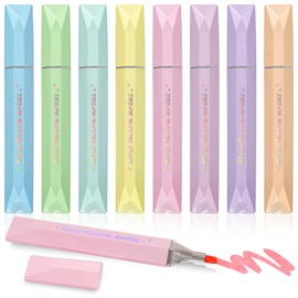 Glitter Pastel Highlighters, 8 Pcs Soft Chisel Tip Aesthetic Highlighters, Assorted Morandi Color Glitter Pens, No Bleed Highlighters Pens for Journals, Bibles, Notebooks, School Office Supplies