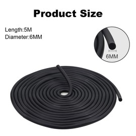 Round Cord Seal 6 mm x 5 m Rubber Foam Weather Seal Joint Filling Profile Round EPDM Foam Rubber Black for Gap and Joint Concrete Filling