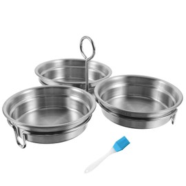 Cabilock Egg Boiling Non Stick Egg Poacher Poacher Egg Holder Stainless Steel Egg Poacher Pan Insert Metal Egg Cups with Pastry Brush for Poached Eggs Poached Egg Tool Nonstick Egg Poacher