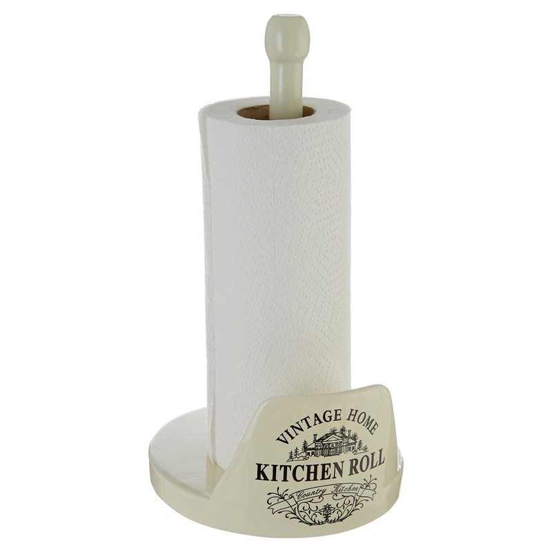 Premier Housewares Vintage Home Kitchen Roll Holder, Cream, Dolomite, Pine
