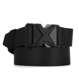 ProudDemon Tactical Belt Men - Nylon Work Belt with Automatic Buckle, Military Belt for Outdoor, Work, Fire Brigade, No Holes, Fully Adjustable, black, Waist 90-100 cm (total length 115 cm)