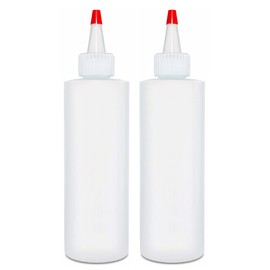 Condiment Squeeze Bottles, 8 OZ Empty Squirt Bottle, Red Top Cap, Leak Proof - for Ketchup, Mustard, Syrup, Sauces, Dressing, Oil, Arts & Crafts, BPA FREE Plastic - Perfect for Kitchen - 2 PACK