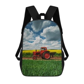 VitVerCosy Red Tractor School Backpack Lightweight Laptop Backpacks Large Capacity 1 Main Compartment Outdoor Bookbag for Kids Boys Girls (Color2)