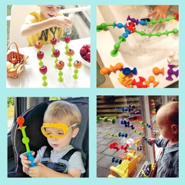 TOYARA 48 Piece Suction Cup Toys Construction Set, Silicone Building Blocks DIY Blocks - Sucker Toy are Fun Bath Toys, Fidget Toys for Toddlers 1-3 Old Boys and Girls