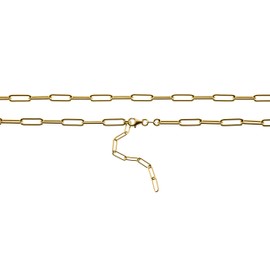 Quadri -925 Silver Chain (Paper Clip) 18 Carat 1 Micron Plated Gold-Plated for Men and Women Made of 925 Real Silver Width 4.5 mm - Length 76 cm with Extension of 5 cm - Certificate Made in Italy,