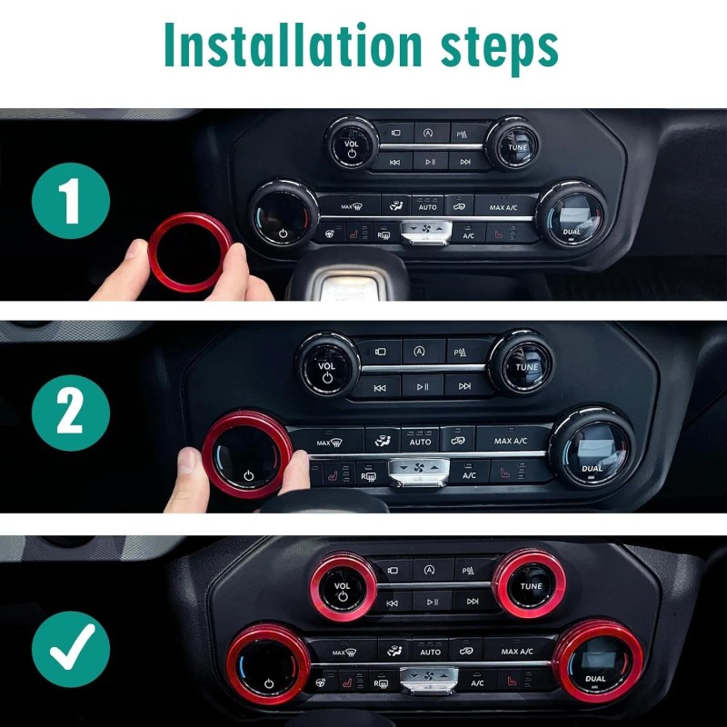 CyanStone 6x Knob Trims for Bronco 21+, Aluminum Bronco Knob