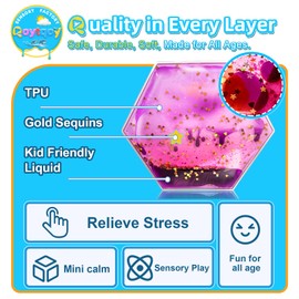 Qoytqoy Squishy Liquid Sensory Gel Tiles 9 Packs - Hexagon Liquid Sensory Toys for Stress Relief & Fidget Fun, Washable Sensory Floor Tiles for Toddles 3+ Home, Classroom, Travel