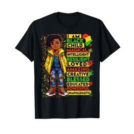 I Am Black Child History Month African American Kids Boys T-Shirt