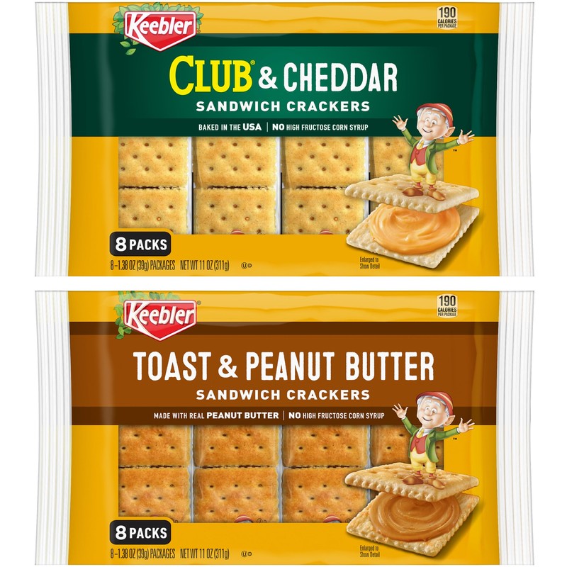 Keebler Sandwich Crackers, Lunch Snacks, Variety Pack (4 Trays, 32