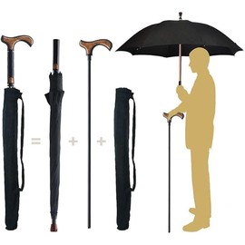 Auto Open Walking Stick Crutch Umbrella,2 in 1 Cane Umbrella,Heavy Duty Frame,Lightweight - Windproof Umbrella Cane