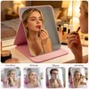 FINDCOZZIE Pink Folding Travel Mirror, 6x4 inches PU Portable Adjustable
