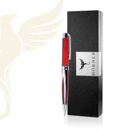 Hörner Vulcanus Ballpoint Pen, High-Quality Pen, Black, Red, White, Metal Ballpoint Pen, Elegant Design, Gift for Men, Farewell Gift, Colleagues, Wedding Favours