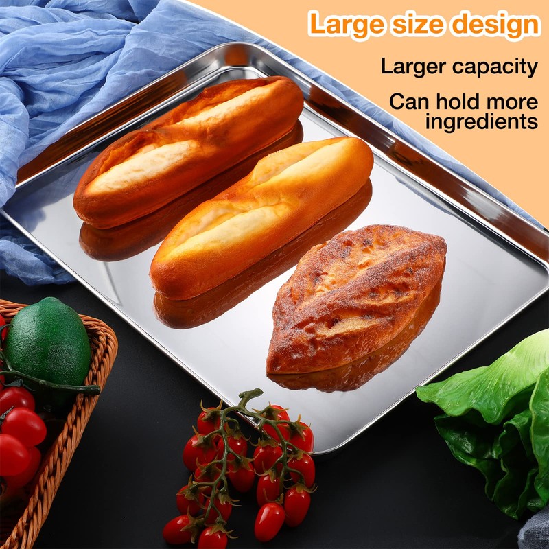 6 Pcs Baking Sheet Set Stainless Steel Cookie Sheet 18