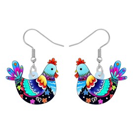WEVENI Acrylic Cute Hen Chicken Earrings Pendant Jewellery for Girls Women Gifts Charms, enamel, No Gemstone