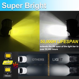 LIGBT 4 Inch 4PCS LED Pod Lights Spot Flood Combo Beam 72W 2PCS White 2PCS Yellow LED Light Bar Four Rows 24Leds Driving Off Road Lights Cube Work Light for Truck Tractor ATV SUV UTV