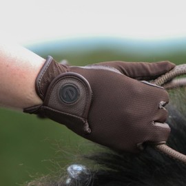 eGlove - eQUEST GripPro X-LITE Horse Riding Gloves - Lightweight, Breathable, Grippy Non-Slip Material - Comfort Mesh Back - Touchscreen Gloves (BROWN - PLAIN CUFF, XXX-Small)