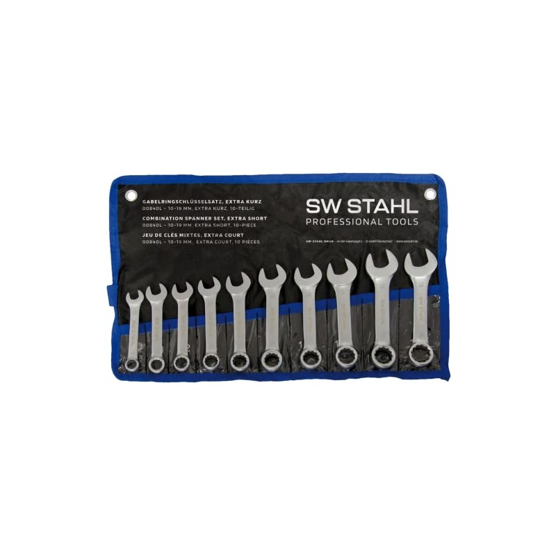 SW-Stahl 00840L Combination Spanner Set, Extra Short, 10 Piece Set