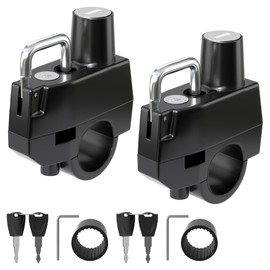 JAGASOL Motorcycle Helmet Lock Anti-Theft, Tamper-Proof Security Helmet Lock with 2 Keys, Helmet Aaccessories for 22-28mm Handlebar Tubing, Multifunctional Hanging Storage Hook for Scooter Bike 2 Pack
