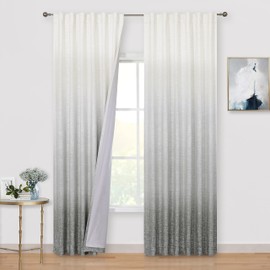 Vision Home Grey Ombre Total Blackout Curtains 63 inch Two Tones Gray and White Window Treatment Set Thermal Insulated Room Darkening Drapes for Living Room Rod Pocket Back Tabs 2 Panels 50" Wx63 L