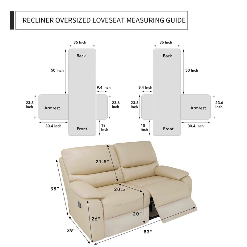 Easy-Going Oversized Loveseat Recliner Cover, Reversible Couch Cover for Double