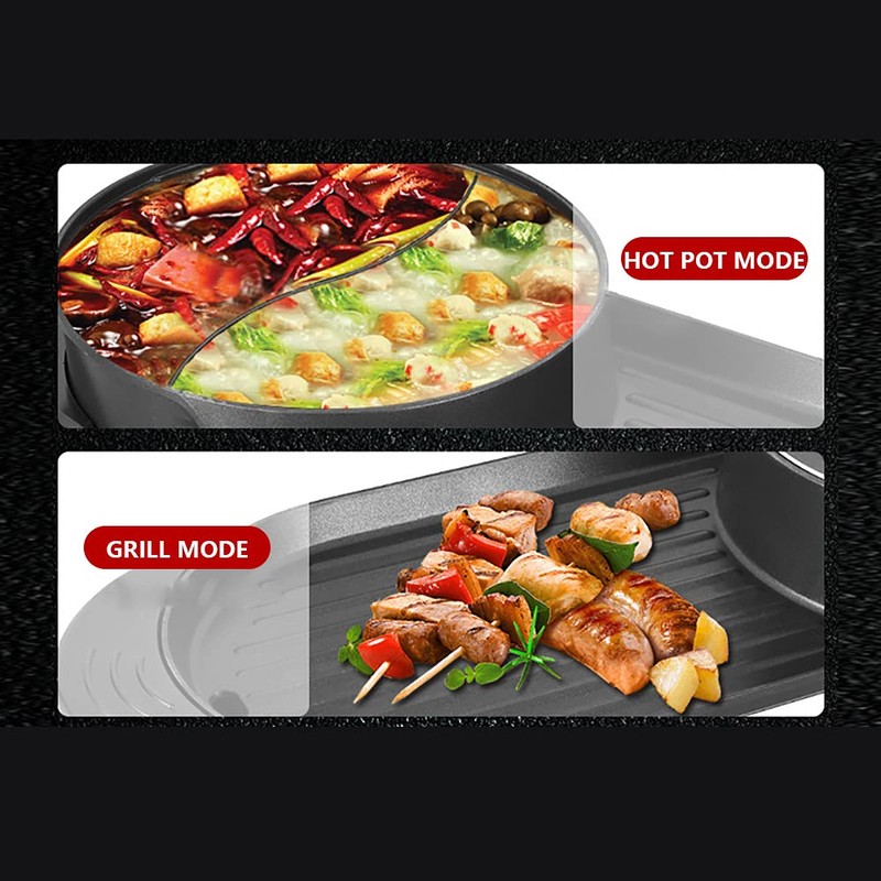 Kathring Electric Hot Pot with Grill, 110V Multifunctional BBQ Hot