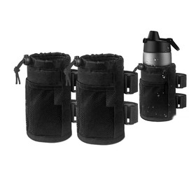 [2 Pack] Cup Holder for Bike,Scooter and Wheelchair,Water Bottle Holder for Walker,Golf Cart and Beach,Universal Drink Holder Accessories with Net Pocket and Cord Lock