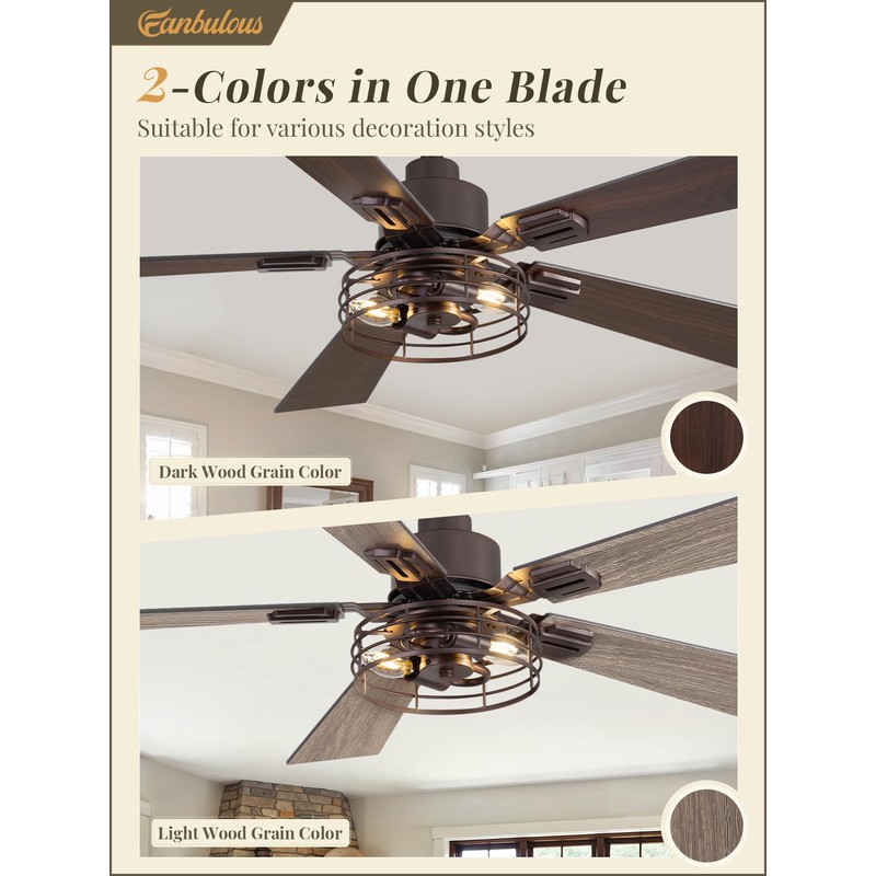Fanbulous 1 Pack Farmhouse 42 Inch Ceiling Fans with Lights,