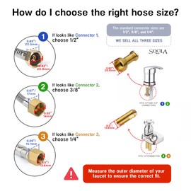 Socila Professional Stainless Steel Shampoo Bowl Hose - 1/2" Thread Sprayer Head to 1/4" Thread Water Pipe for Barber Shop & Salon Sink Replacement Part for Faucet and Sprayer