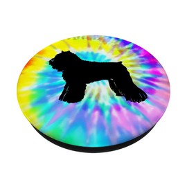 Bouvier de Flanders Dog Silhouette with Puppy Tie Dye Prints