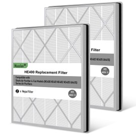 Musslan HE401 Replacement Filter for Shark Air Purifier 4 Model, HE401 HE402 HE405 HE400 3-Stage Filtration System of H13 True HEPA and Activated Carbon Pre-Filter, 2 Pack