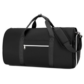 Outplea 34L Garment Bags Men Women, Convertible Garment Duffle Bags, Suit Bag with Shoulder Strap, 2 in 1 Hanging Suitcase Travel Bag for Weekend Overnight Airplanes, Black