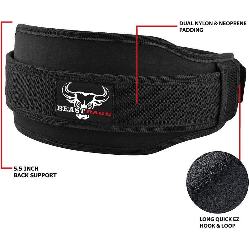 Weight Lifting Belt Double Strength 5.5 Padded Neoprene Back Gym