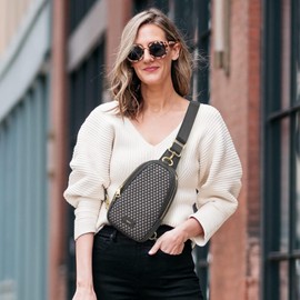 Kattee Sling Crossbody Bag for Women, Leather Fanny Pack Crossbody Sling Bags, RFID Purse Chest Bag Small Daypack for Women