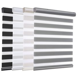 MYshade Cordless Zebra Blinds - Dual Layer Light Filtering & Blackout Privacy Shades, Day/Night Window Blinds for Bedroom/Living Room/Office, Free-Stop Easy Install Cordless (Grey-31 W x 72" H