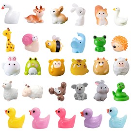 40pcs Mini Resin Animals, 40 Style Cute Tiny Resin Animals Mini Little Miniature Plastic Animal Figurines Bulk for Micro Fairy Garden Landscape DIY Miniature Dollhouse Accessories Hide Crafts Decor
